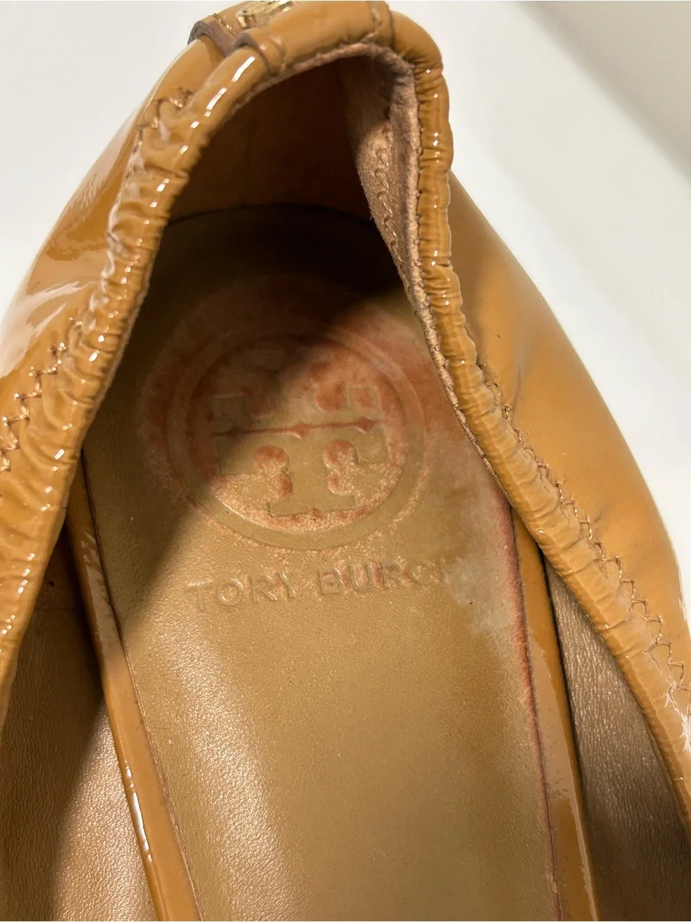 Tory Burch Eddie Ballet Wedge Tan Camel Size 11 M